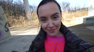 POV video for outdoors fucking with amateur brunette Zoe Doll