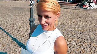 German blonde gabbling fitness slut picked up unaffected by street